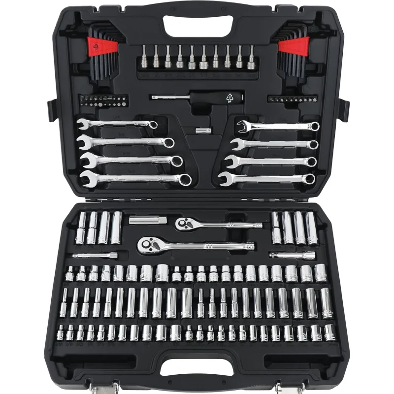 145 piece tool kit and socket suit, with storage box, anti-corrosion, SAE and metric size