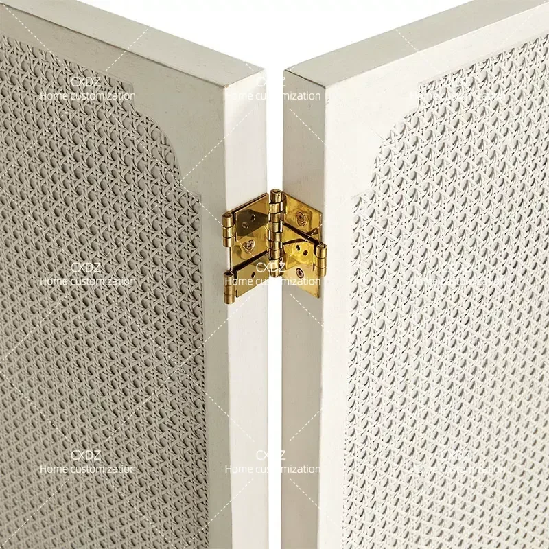 American Solid Wood Screen Partition Living Room Entryway Decorative Wall Nordic Household Rattan Mobile Retaining Wall