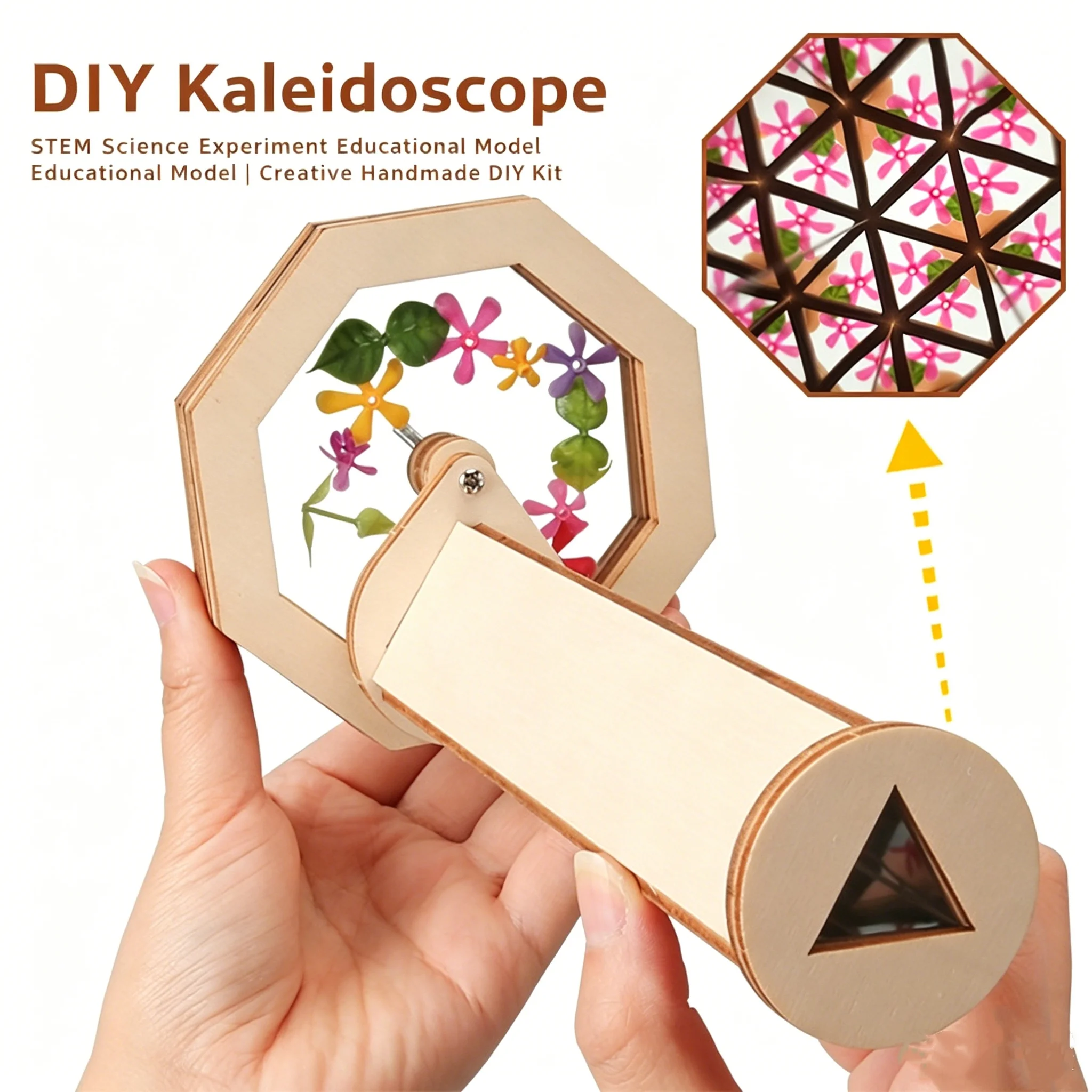 DIY Magic Rotating Kaleidoscope Kit Handmade Material Pack Physics Science Puzzle Assembly STEM Outdoor Vision Gift for Adults