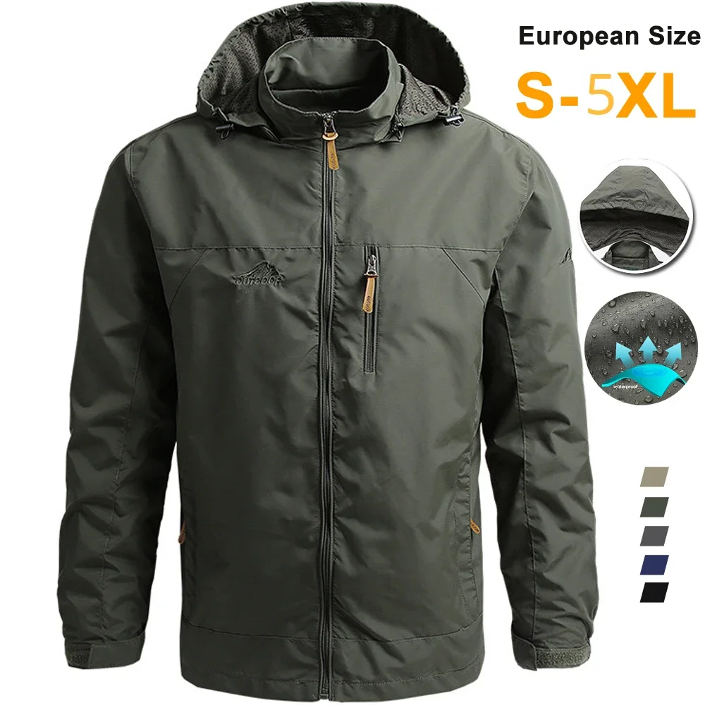 Windbreaker Men Tactical Jackets Waterproof Outdoor Hooded Coat Sports Field Climbing Thin Outwear Hiking Clothes Lightweight