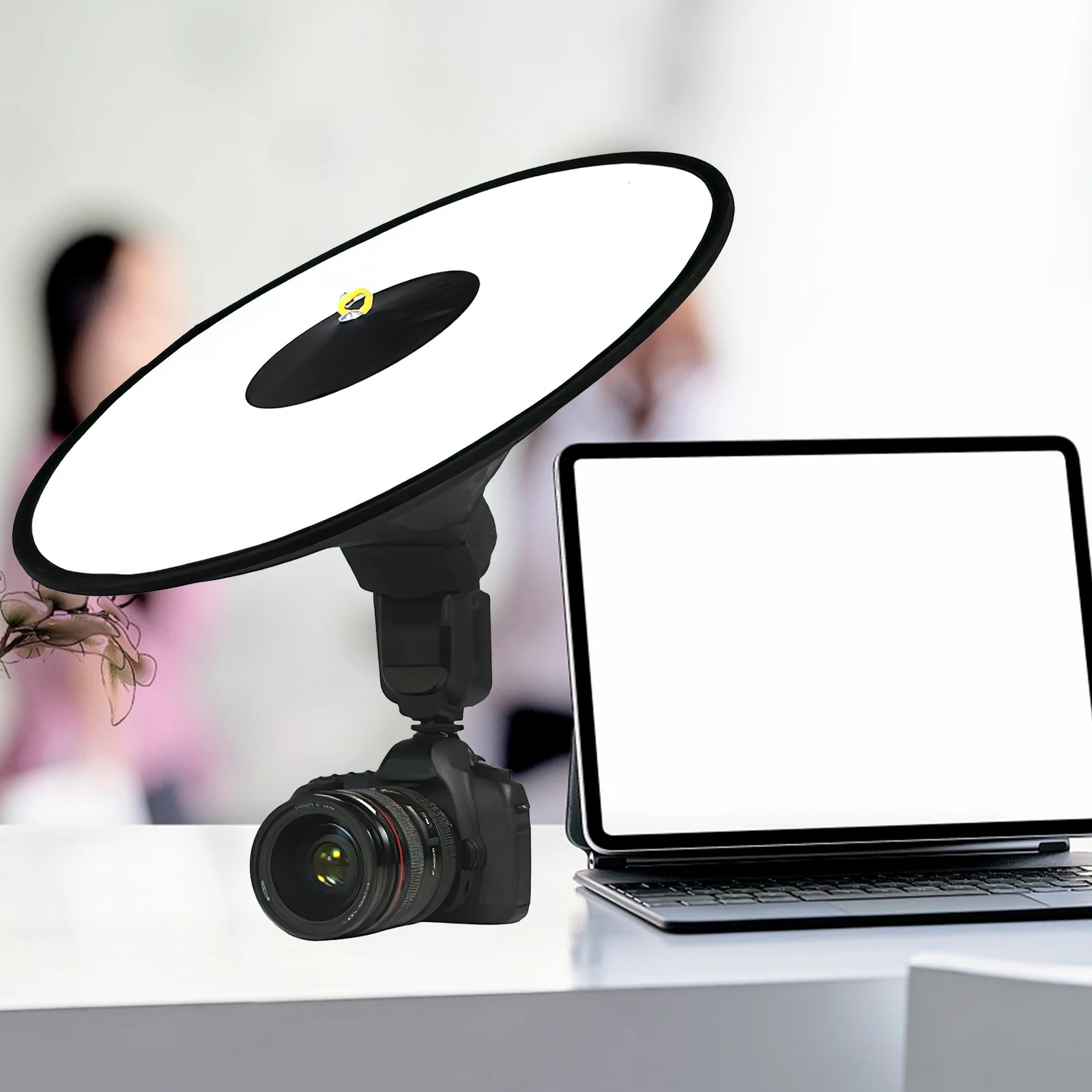

Soft Light Diffuser Camera Flash Reflector Photography Ring Light Adjustable Studio Portable Black Conical Smooth Lighting No