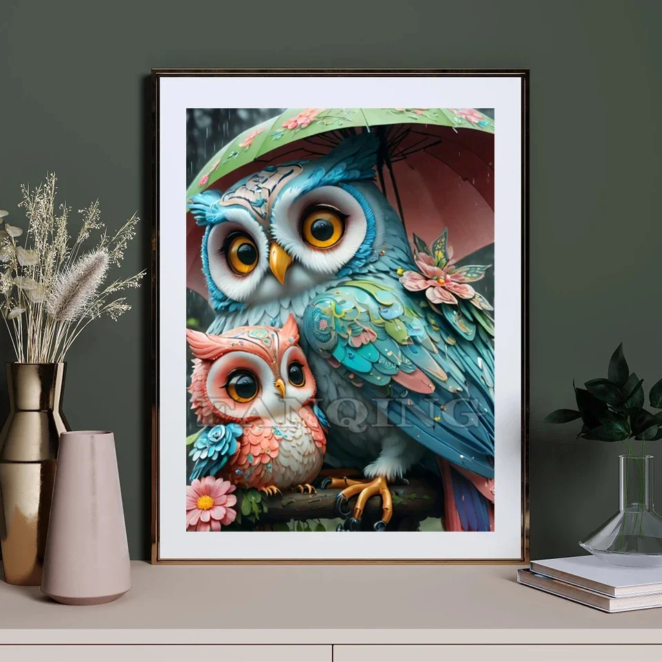 DIY Diamond Painting New 2024 Animal Colored Owl Family Embroidery Rhinestone Mosaic Art 5D Cross stitch kit Home Decoration