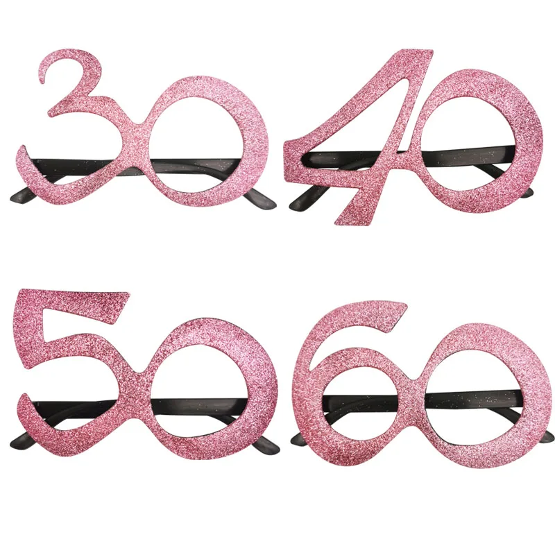 1Pcs Gold Pink 30 40 50 60 Plastic Photo Glasses Adult Birthday Party Decoration Cosplay Birthday Anniversary Favor Photo prop