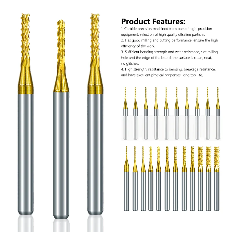 XCAN PCB Milling Cutter 1/8 Shank Carbide End Mill CNC Machining Router Bit for Woodworking Corn Mill