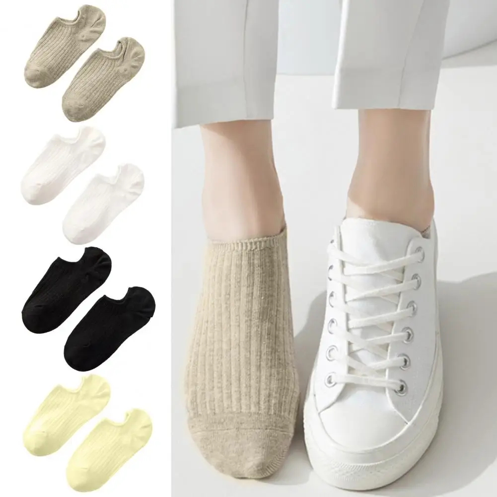 10 Pairs Thin Summer Socks Low-cut Invisible Socks 5 Colors Anti-slip Silicone No Odor Daily Wear Outdoors Office Socks 양말