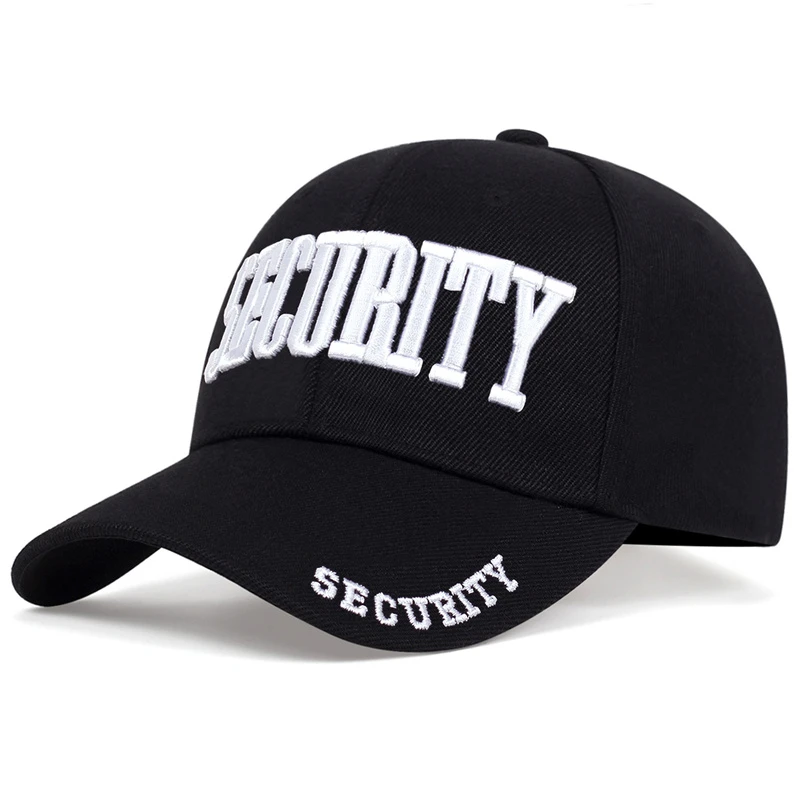 Unisex SECURITY Baseballkappen mit Buchstabenstickerei, Frühling, Herbst, Outdoor, verstellbare Freizeithüte, Papa-Hut, Sonnenschutzhut – Detail 3