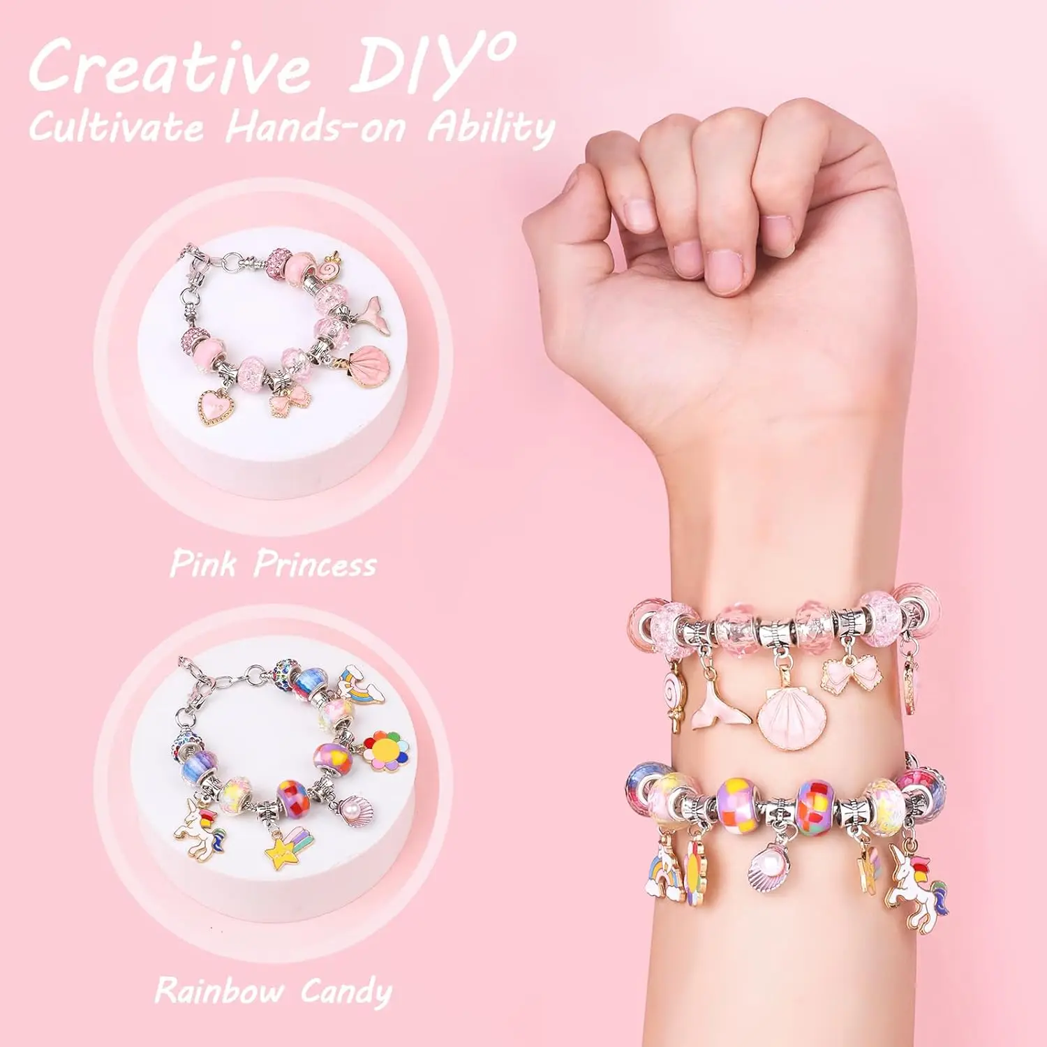 Crianças DIY artesanato infantil pulseira contas com caixa de armazenamento