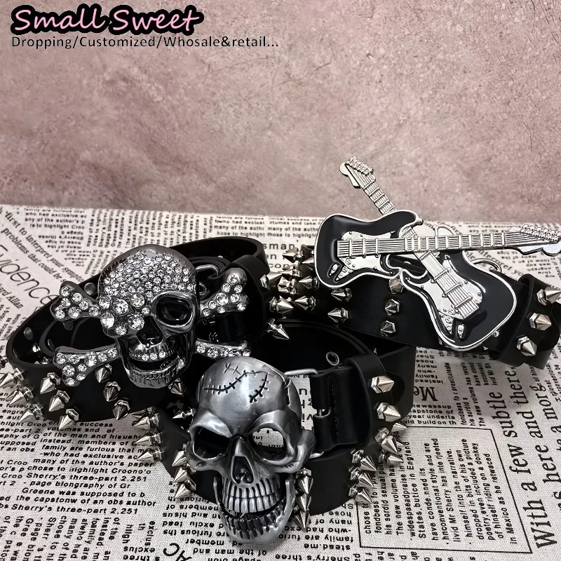 القوطية الشرير Y2K فتاة صبي الرجال والنساء برشام حزام الشارع الشهير الجاز أحزمة الجينز مهرجان الموسيقى الهيب هوب Steampunk سبايك حزام الخصر