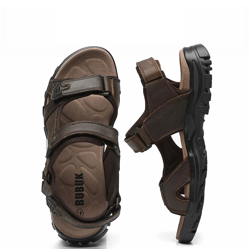 Herren-Sportsandalen aus Rindsleder, offene Zehenpartie, rutschfeste Outdoor-Sandalen, lässige Herrenschuhe, modische Outdoor-Strandschuhe, leicht und bequem, können von Männern und Frauen getragen werden, geeignet für Outdoor-Wanderungen, Reisen, usw. – Detail 10