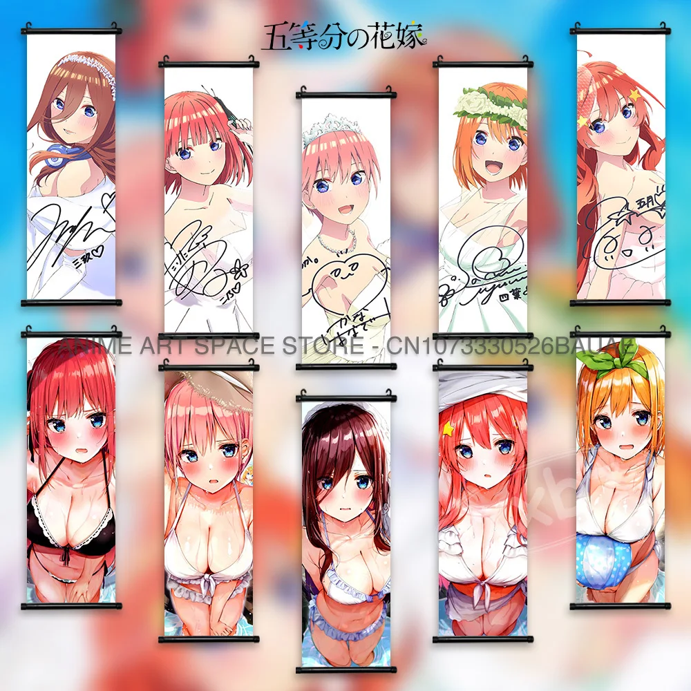 The Quintessential Quintuplets Hanging Paintings Poster Anime Scroll Picture Home Decor Kawaii Interior Wall Art For Living Room