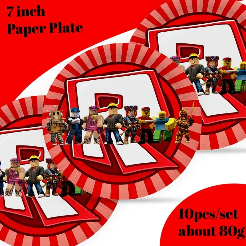 Roblox Boys Theme Birthday Party Decorations Cake Topper Birthday CUP PLATE Swirls labels Stickers  KidsParty Supplies Decor