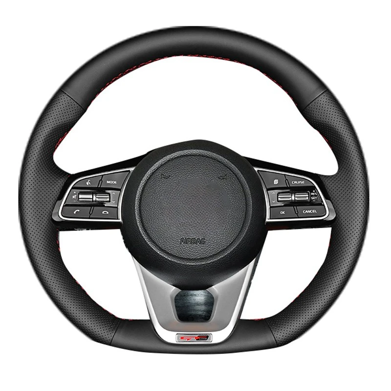 Customized Car Steering Wheel Braid Cover Anti-Slip Cowhide Leather For Kia K5 Optima 2019 Ceed Ceed 2019 Forte Cerato (AU) 2018