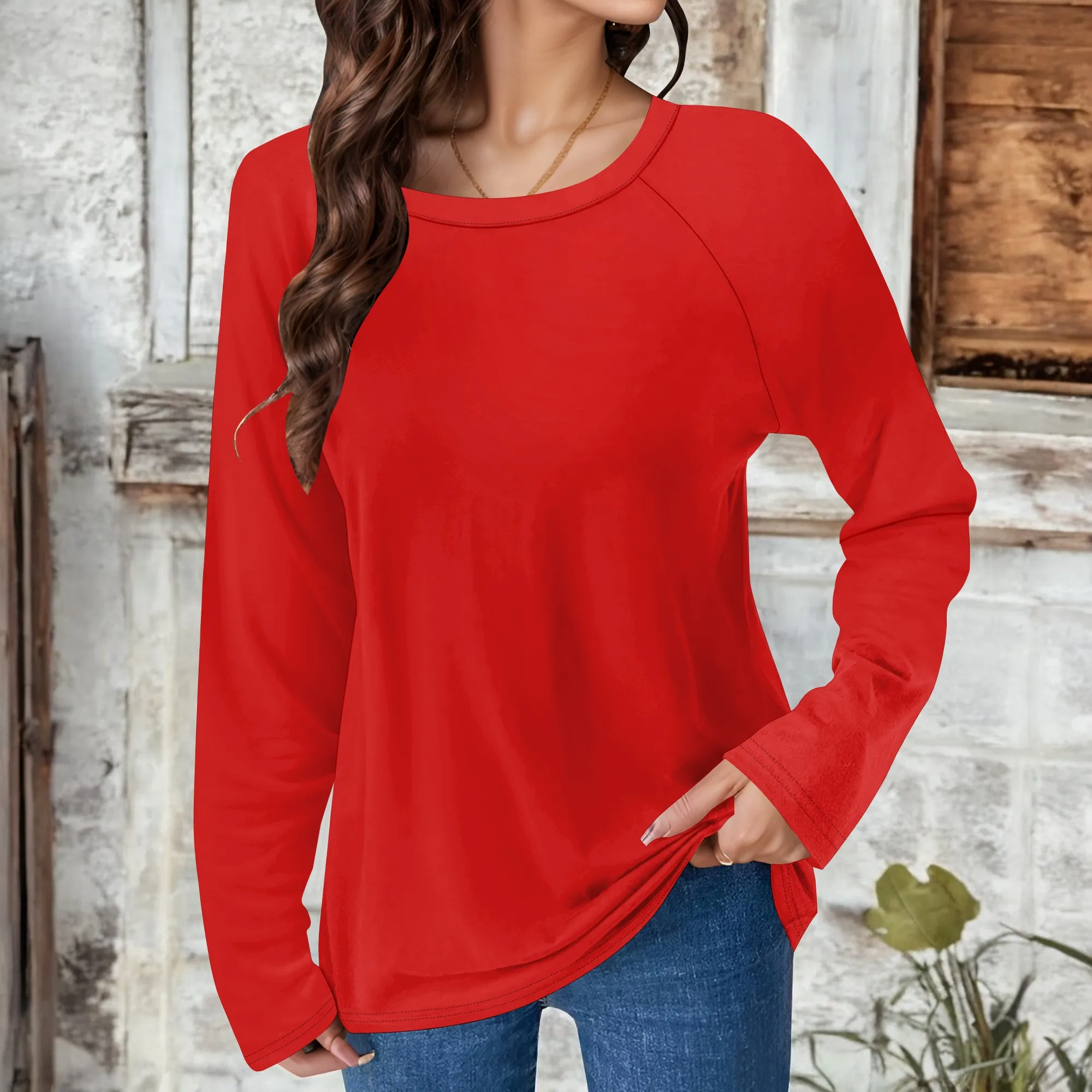 

Women’s Long Sleeve T Shirt Crew Neck Casual Loose Tshirt Shirts Basic Cotton Tee Tops