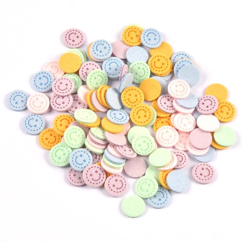 50Pcs Smile Round Fiber Leather Luck Labels Embossed Tags DIY Flag Label For Garment Sewing Accessories 13mm cp3528