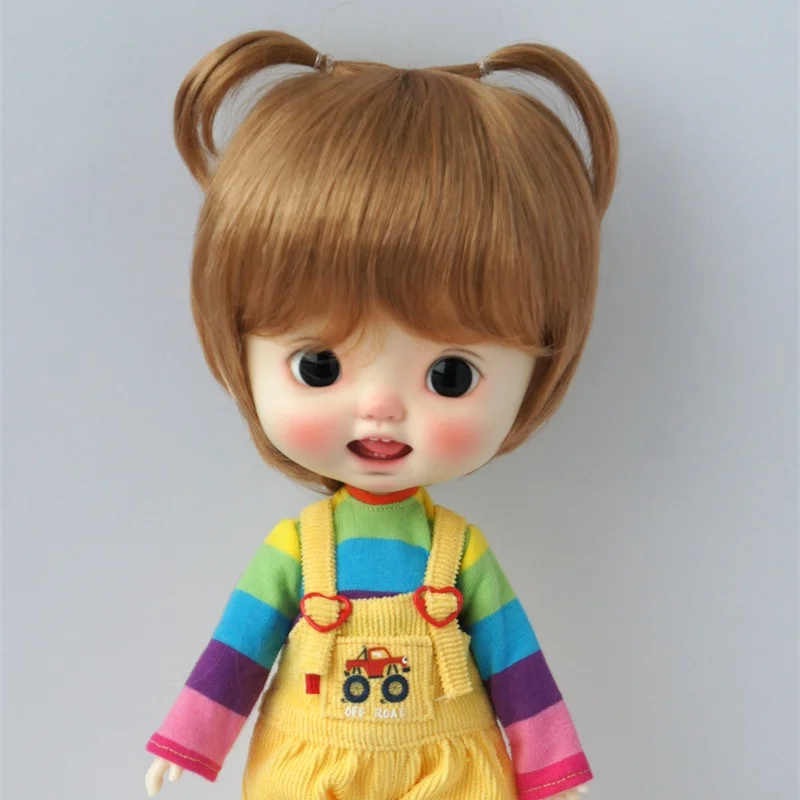 JD807 Short Enfant Baby Cut With Updo Twins pony Synthetic Mohair BJD Doll Wigs OB11 YOSD MSD SD Qbaby Pullip Blythes Hair