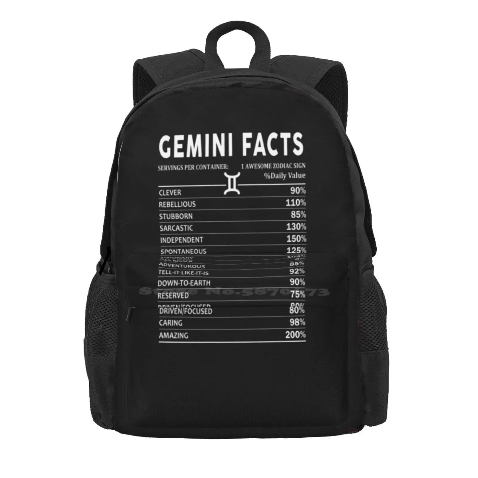 Gemini Facts Hot Sale Schoolbag Backpack Fashion Bags Gemini Facts Gemini Zodiac Gemini Sign Funny Gemini Design Gemini