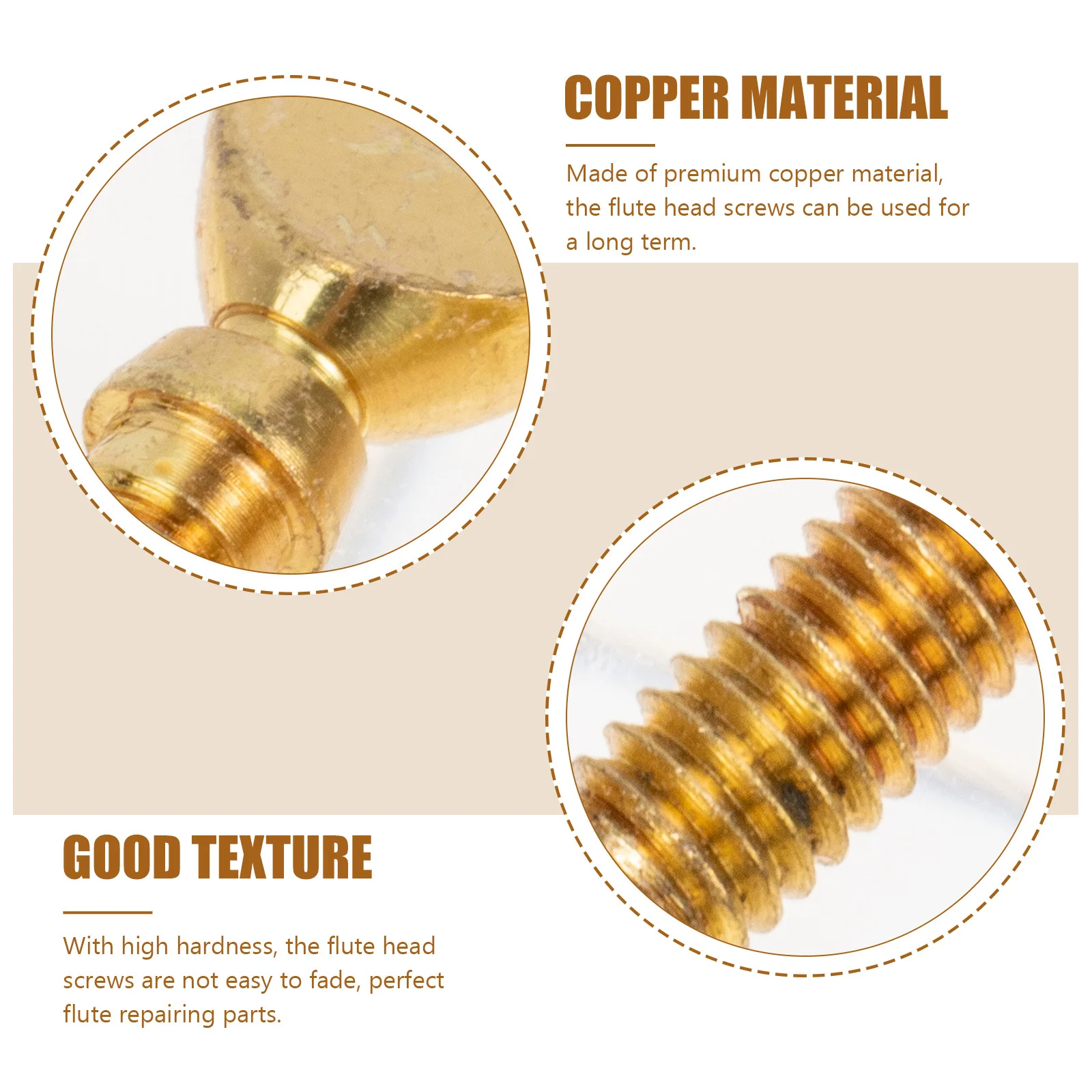 

2Pcs Flute Head Screws Copper Made High Performance Replacement Parts Fine Texture Easy Install Flute Accessories