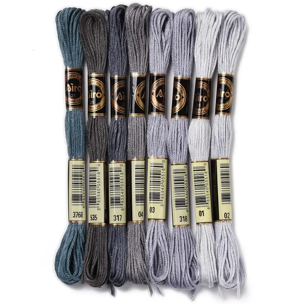 8 شلات 70 ياردة أساور الصداقة الرمادية سلسلة التطريز الموضوع الخيط 6 السواحل التدرج عبر غرزة خيوط الغزل