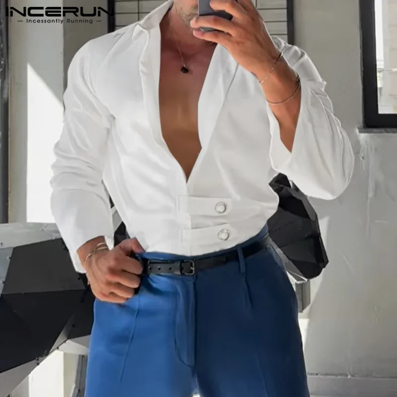 

INCERUN Men's Simple Tops 2024 Solid Comfortable Shirts Autumn 2024 Male Hot Selling City Walk Clothing Long Sleeved Blouse 2024