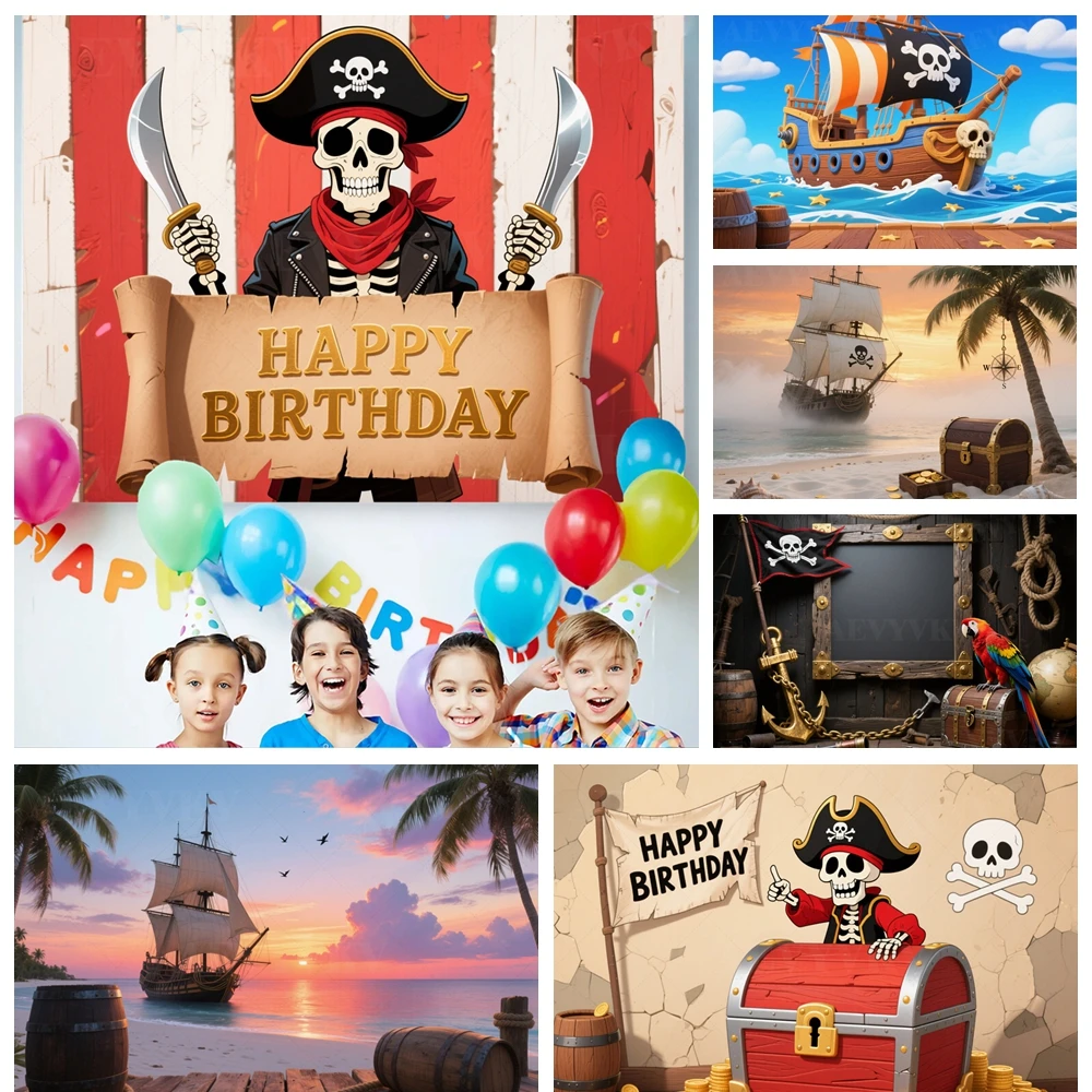 

Sea ​​Sailing Pirate Theme Background Adult Kids Room Birthday Ocean Photography Decor Studio Backdrop Photo Shoot Supplies