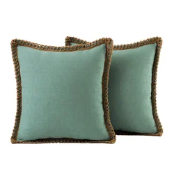 1/2pcs Farmhouse Throw Decorative Pillow Cover Burlap Linen Trimmed Tailored Edges Outdoor Cushion Cover 30x50cm 45x45cm 50x50cm
