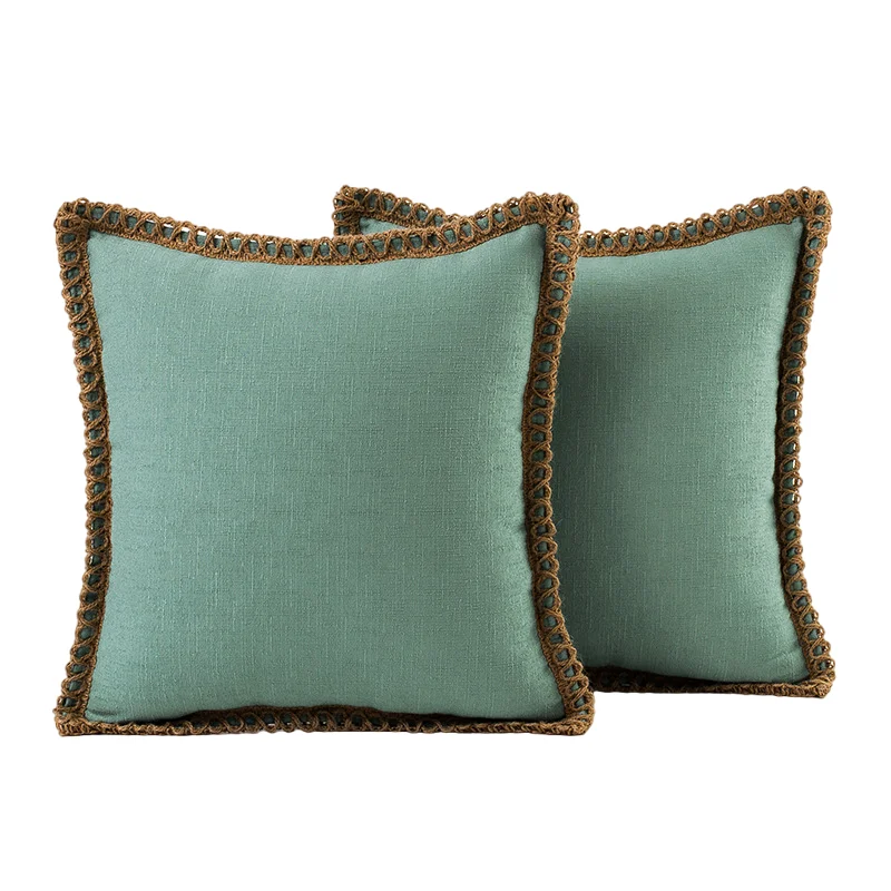 1/2pcs Farmhouse Throw Decorative Pillow Cover Burlap Linen Trimmed Tailored Edges Outdoor Cushion Cover 30x50cm 45x45cm 50x50cm