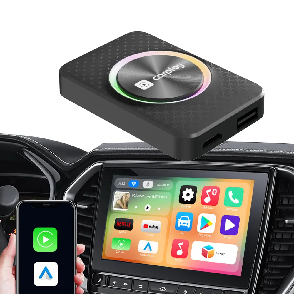 

UniqueKW12 HD-Port Беспроводной адаптер Carplay Android (закрытая ОС) Видеобокс Carplay Предварительная установка Приложения для фильмов Сеть Wi-Fi Carplay Mag