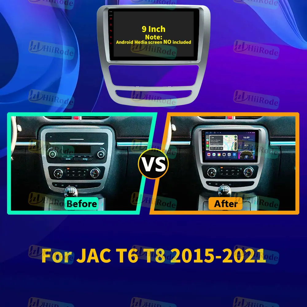 Hiirode سيارة أندرويد راديو ستيريو لاعب الإطار فآسيا ل JAC T6 T8 2015-2021 لوحة سلك الطاقة كابل الأسلاك تسخير Canbus 2DIN