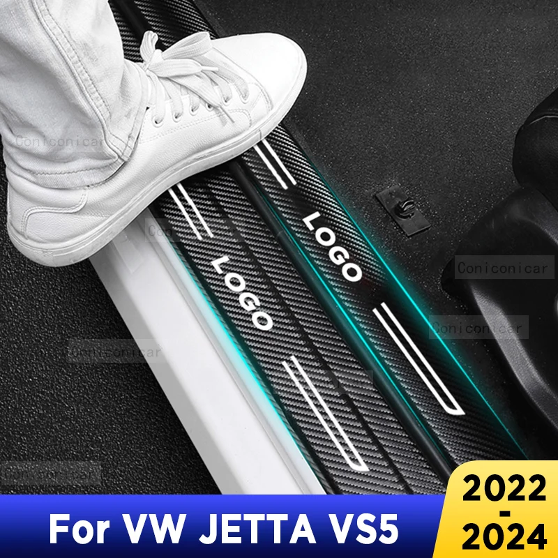 Do JETTA VS5 2022-2024 automatyczna osłona tylnej klapy próg drzwi pedału akcesoria z włókna węglowego stylizacja skórzana naklejka samochodowa