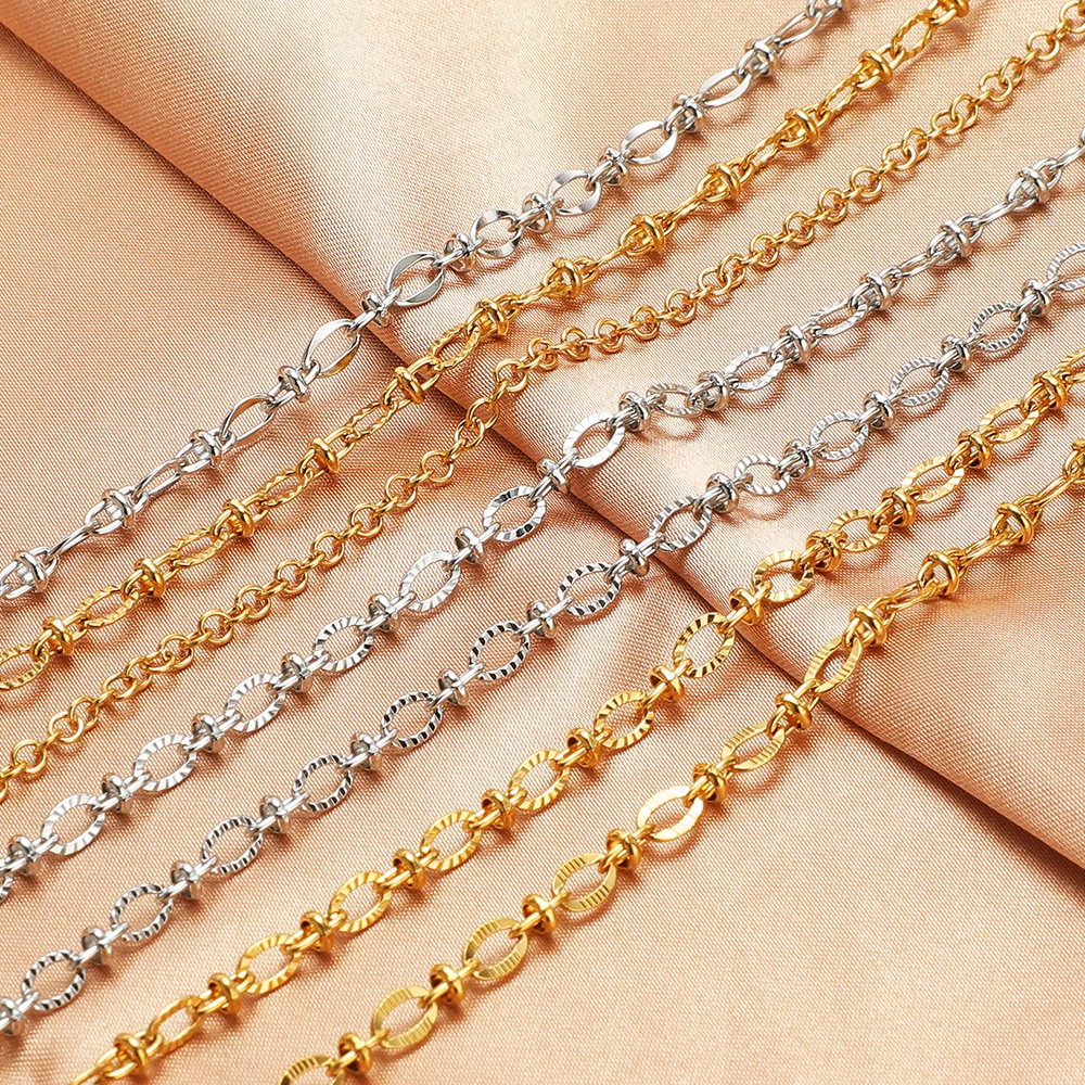 Nunca desbota 1 metro de aço inoxidável 8 correntes ouro artesanal colar rolo link corrente para pulseira diy jóias fazendo acessórios