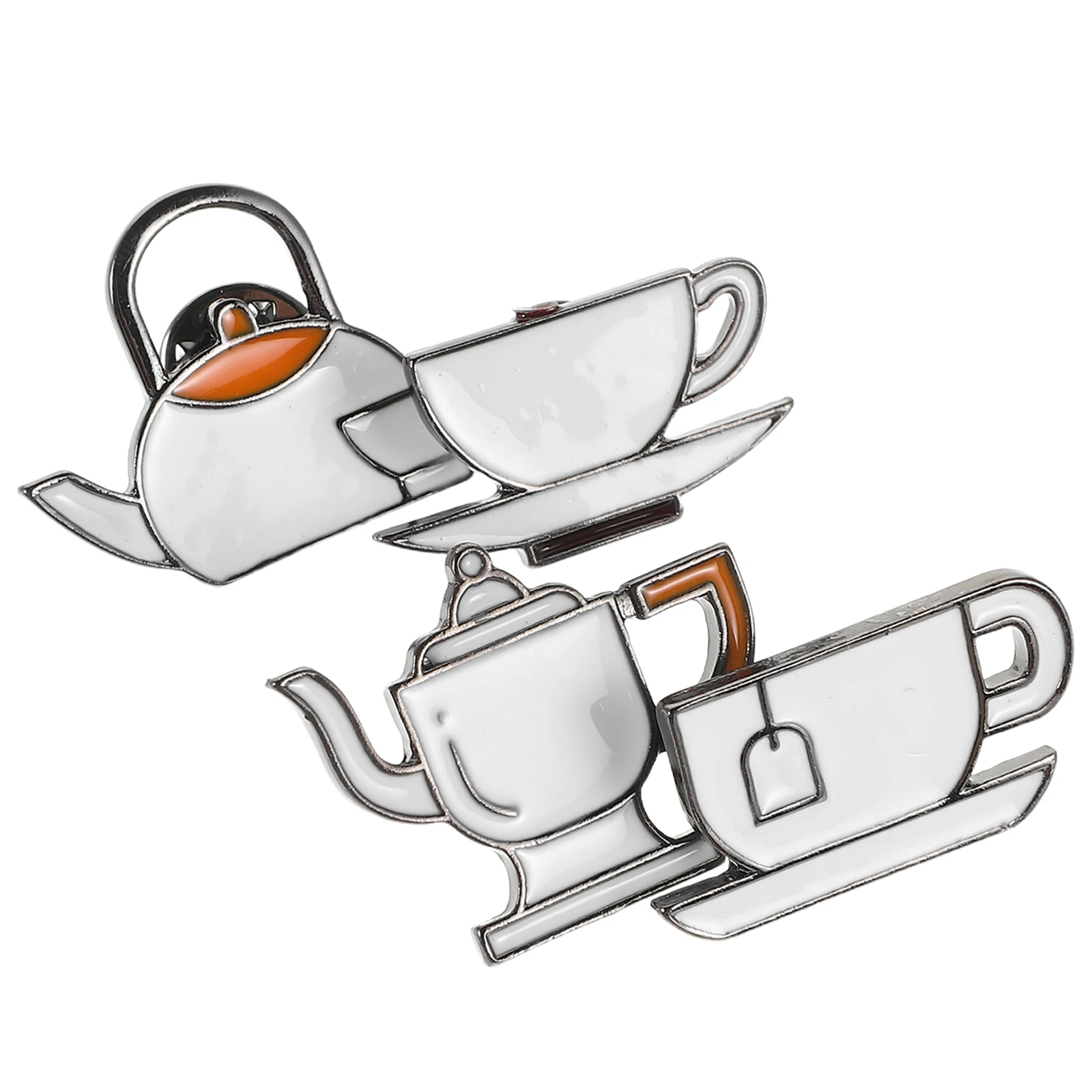

4pcs Cute Enamel Pins Funny Lapel Brooch For Backpacks Jackets Hats Bags Trendy Teacup Teapot Coffee Mug Accessories Gift Women