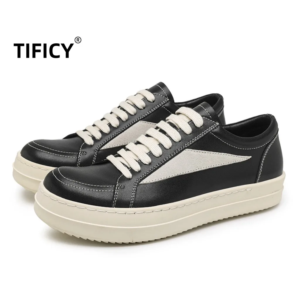 

High Street Ro Cowhide Men's Big Toe Leather Shoes Are Comfortable Thick Soled High Rise Retro and Fashionable Casual Shoes