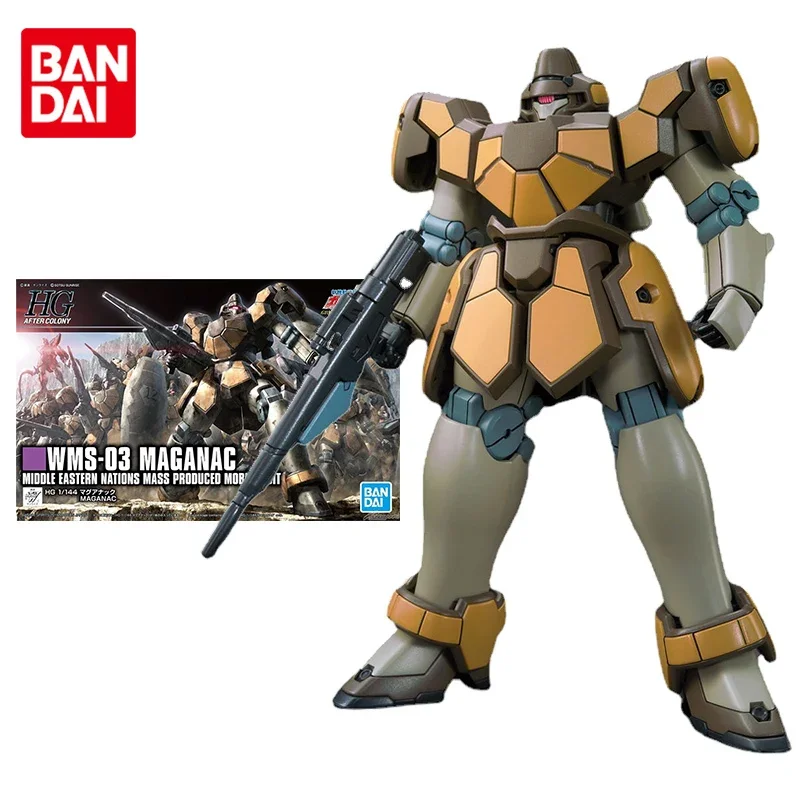 Bandai Gundam Model Kit Anime Figure HGUC 1/144 WMS-03 Gundam Maganac Genuine Gunpla Model Anime Action Figure Toys for Children