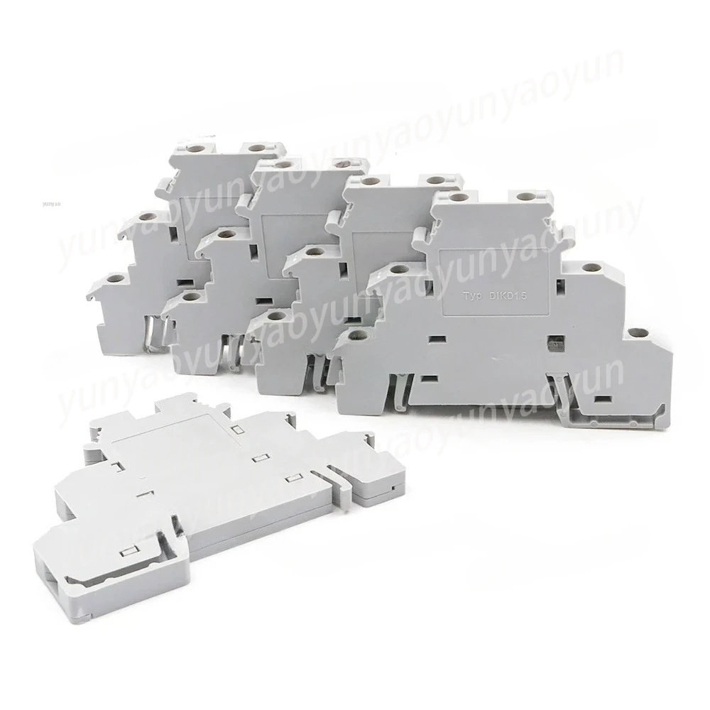 DIKD 1.5 50Pcs 3-Tier DIN Rail Terminal Block 1.5mm² Screw Clamp Connector for C45 DZ47 Breakers Industrial Cabinet