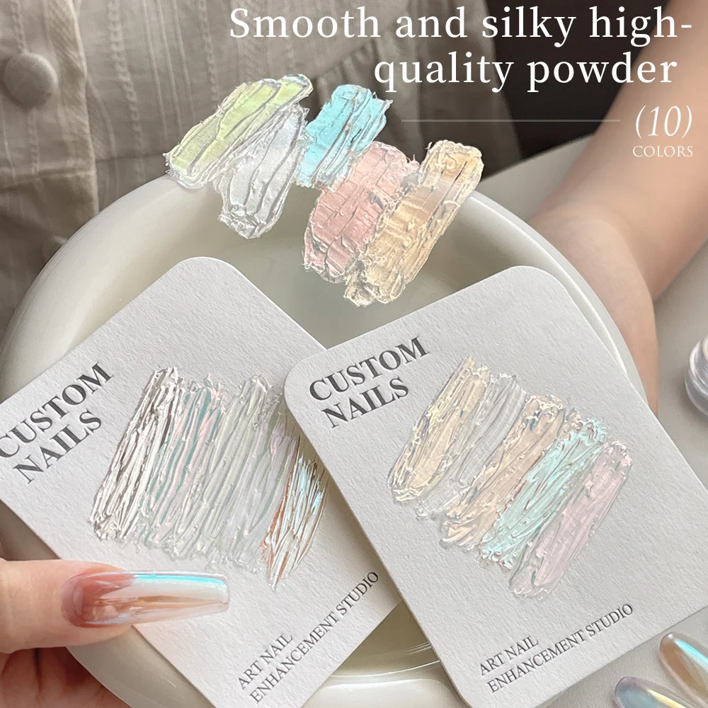 كانيوم أورورا لؤلؤة بيضاء الأظافر مسحوق ضوء القمر فرك على مسحوق مرآة الكروم الصباغ لمسمار الفن صالون مانيكير الديكور #3