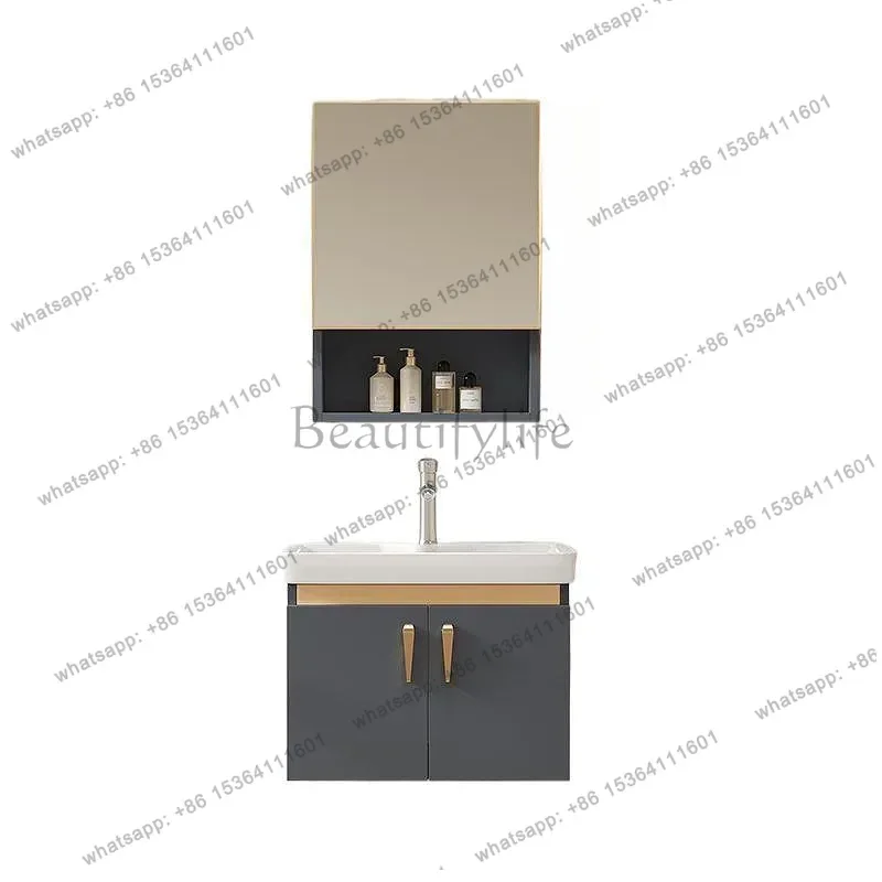 

Honeycomb aluminum bathroom cabinet toilet combination modern simple washstand ceramic basin cabinet