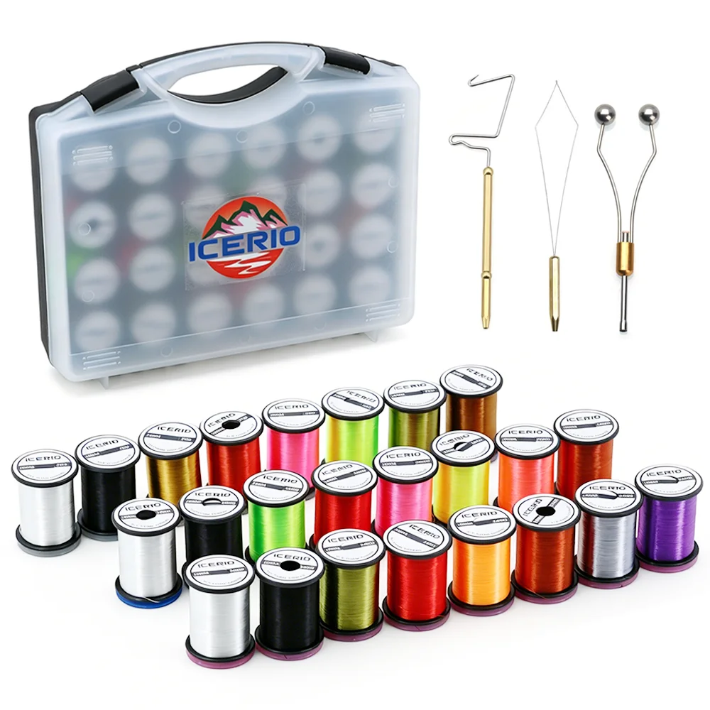 

24spools Mix 75D/100D/140D Fly Tying Threads for Dry/Wet Flies Nymphs Streamer with Bobbin Threader Whip Finisher Bobbin Holder