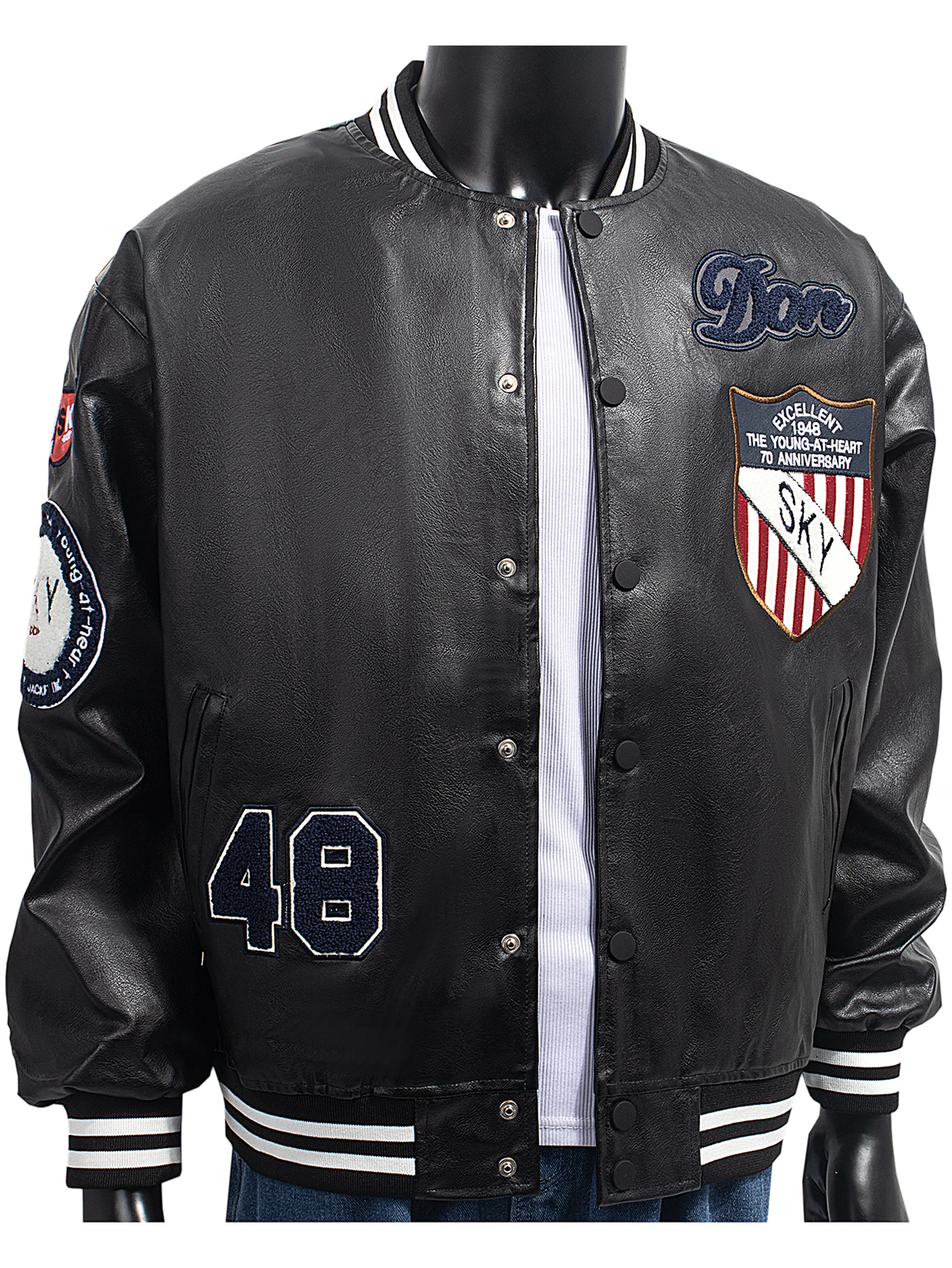 

Men's Faux Leather Jackets Embroidered Baseball Jumper Motorcycle Casual Windbreaker Bomber Windbreaker Jacjet For Men