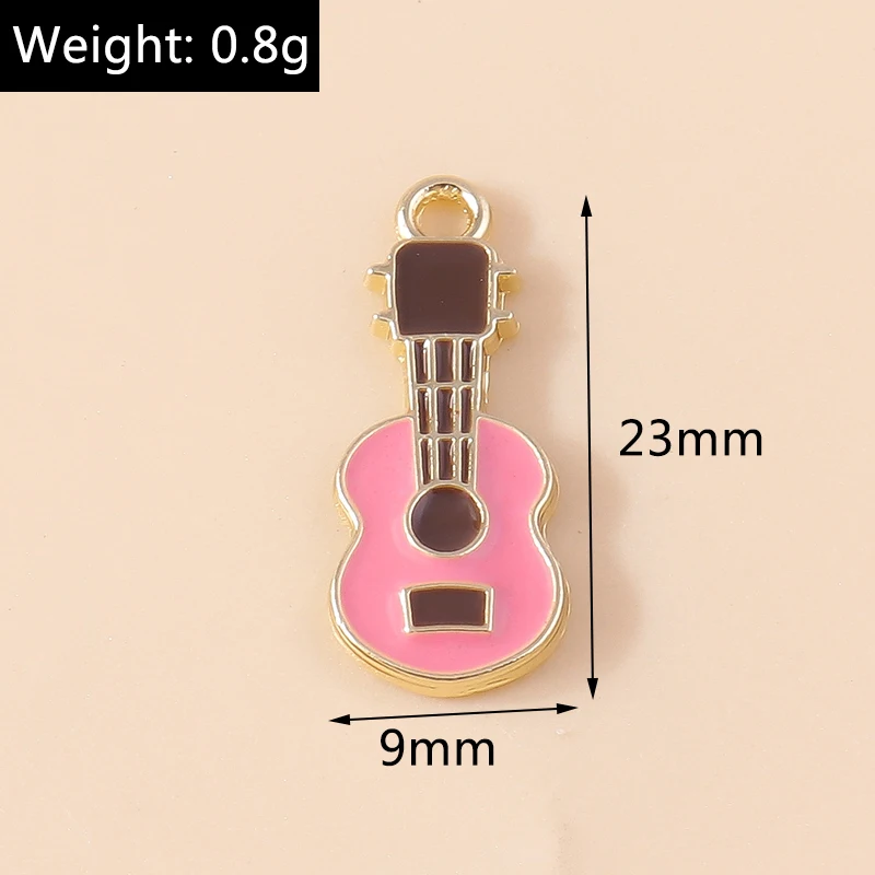 20 Stück 9 x 23 mm niedliche Emaille-Musikgitarren-Anhänger für die Herstellung von Ohrringen, Halsketten, Armbändern, DIY-Handwerk, Schmuckzubehör – Detail 1