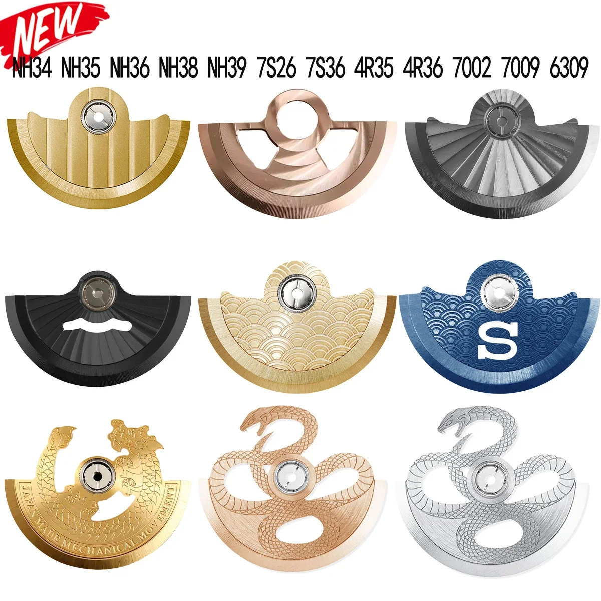 

Новый стиль, ротор механизма часов, высокоточные медные роторы, подходят для NH34 NH35 NH36 NH38 NH70 NH72 7S26, аксессуары для часов с механизмом