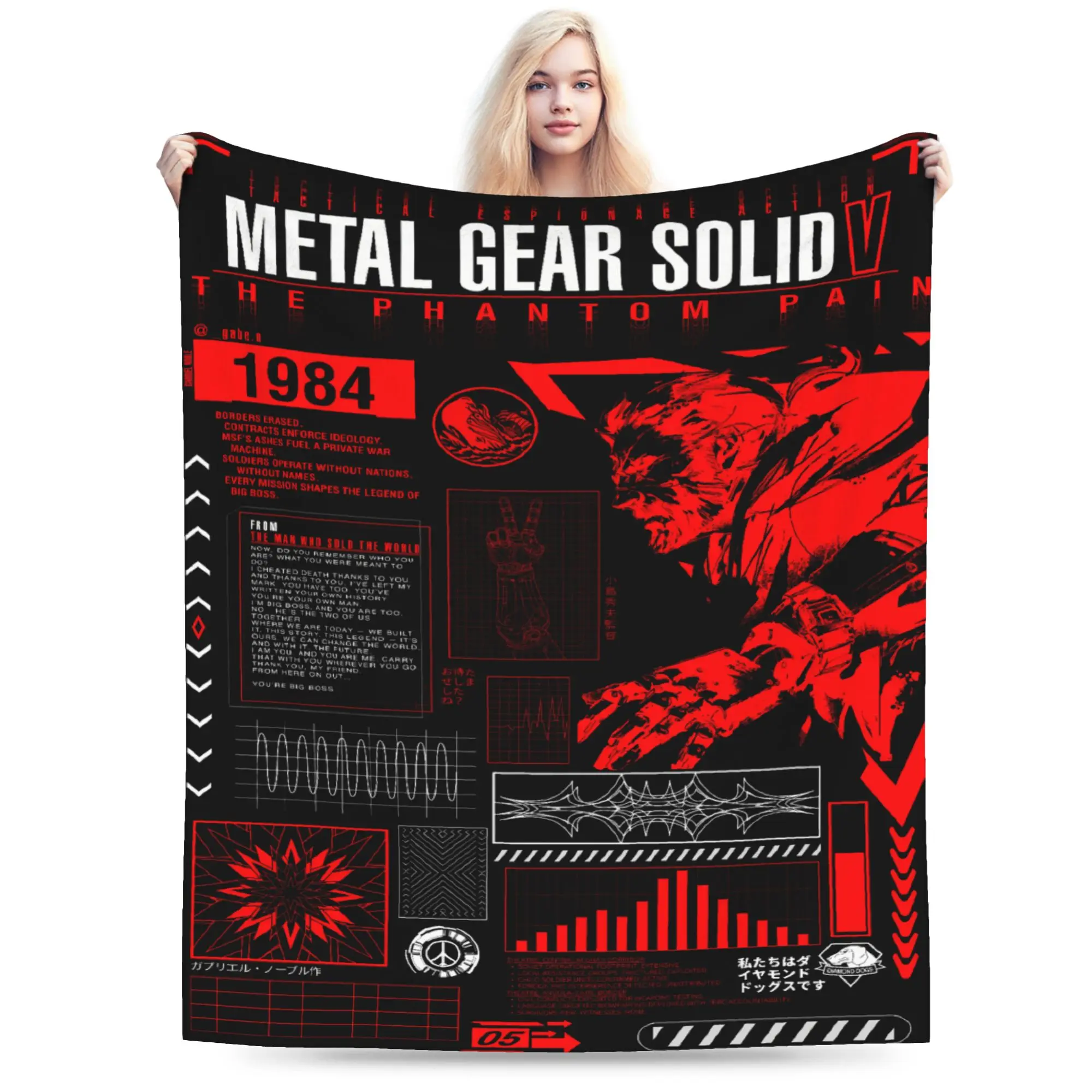 Metal Gear Solid Game Warm Soft Blanket  Students Plush Bedding Throws Novelty Couch Bed Flannel Bedspread Sofa Bed Cover