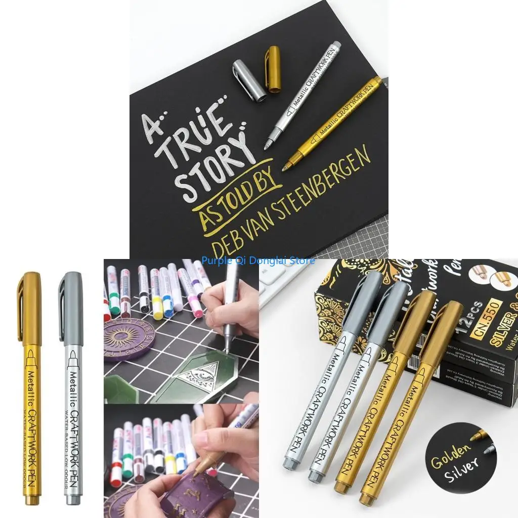 L21E 12 Pcs Epoxy Resin Drawing Pen Graffiti Point Pen Acrylic Paint Highlights Metallic Permanent Marker