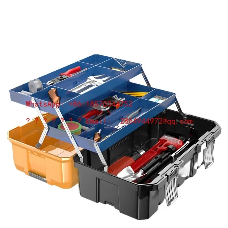 L   Toolbox Three-layer Folding Hardware Storage Box Large Capacity Large Household Industrial Grade Multifunctional