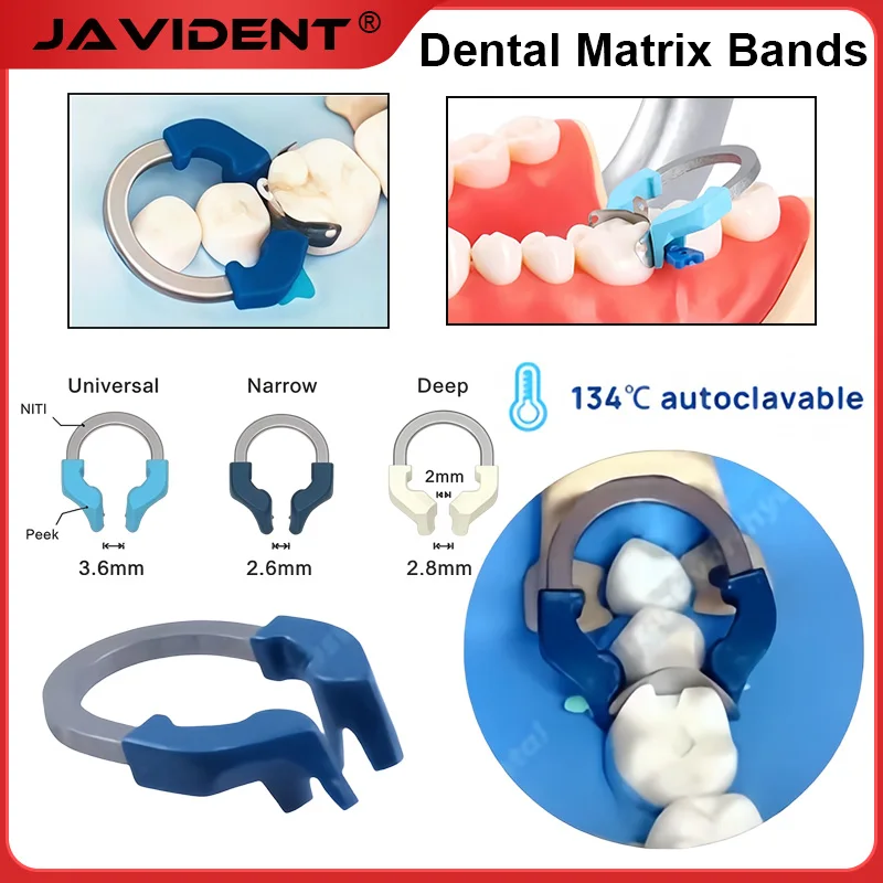 Dental Sectional Matrix System Sectional Contoured Matrix Bands M4 Nickel Titanium Universal/Narrow Clamping Ring Dentist Tools
