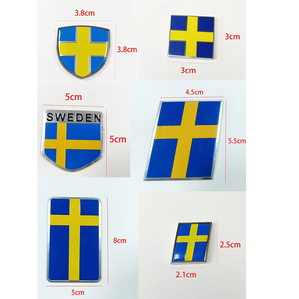 Sweden Flag Stickers Logo Aluminum Decal Emblem Modified Style Badge Decoration Cars Body Accessories Supplies