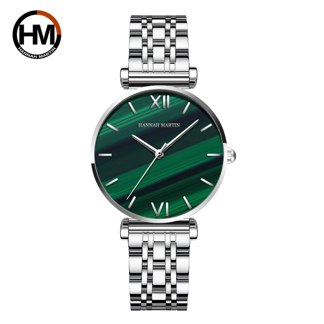 2023 New Design Watches Green Malachite Dial Ladies Japan Quartz Wristwatch Stainless Steel Strap Waterproof Watches for Women