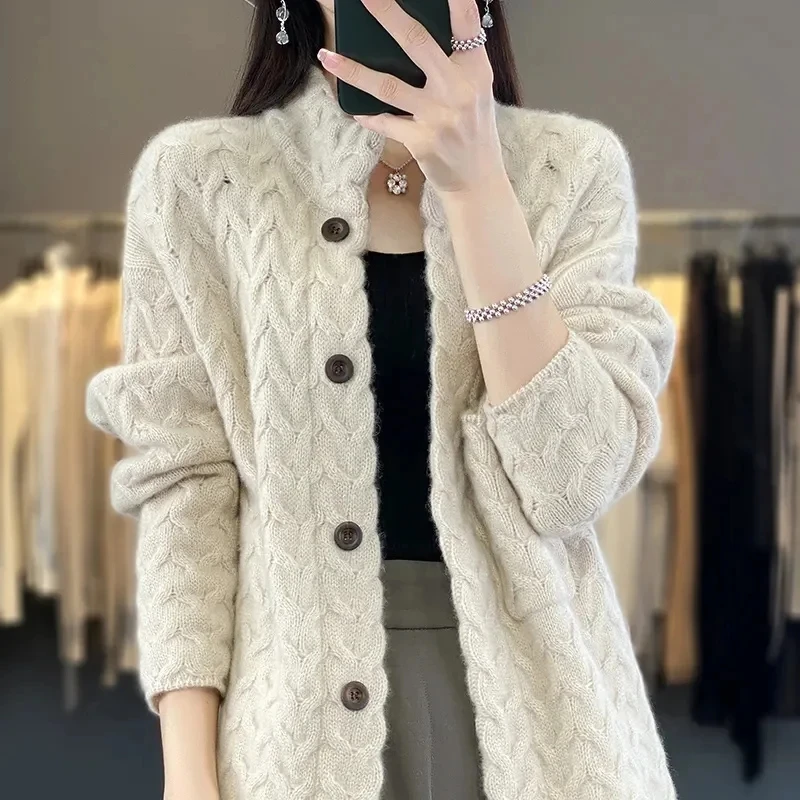 2024 Autumn Winter New Korean Cardigan Long Sleeve Jacket Women Loose Casual Thicken Knitted Sweater Coat Female Tops Ladies