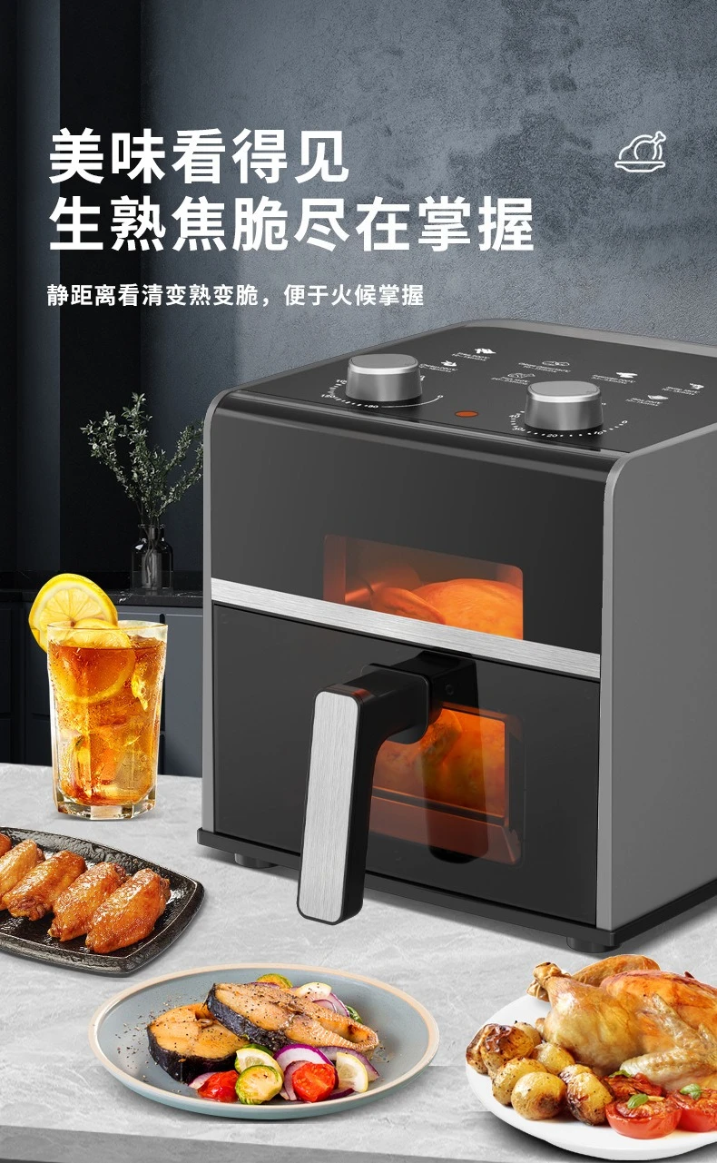 6L Large Capacity Visible Air Fryer Household Multifunctional Electric Oven White Cooking Machine For Chips Baking  Preparation view 6