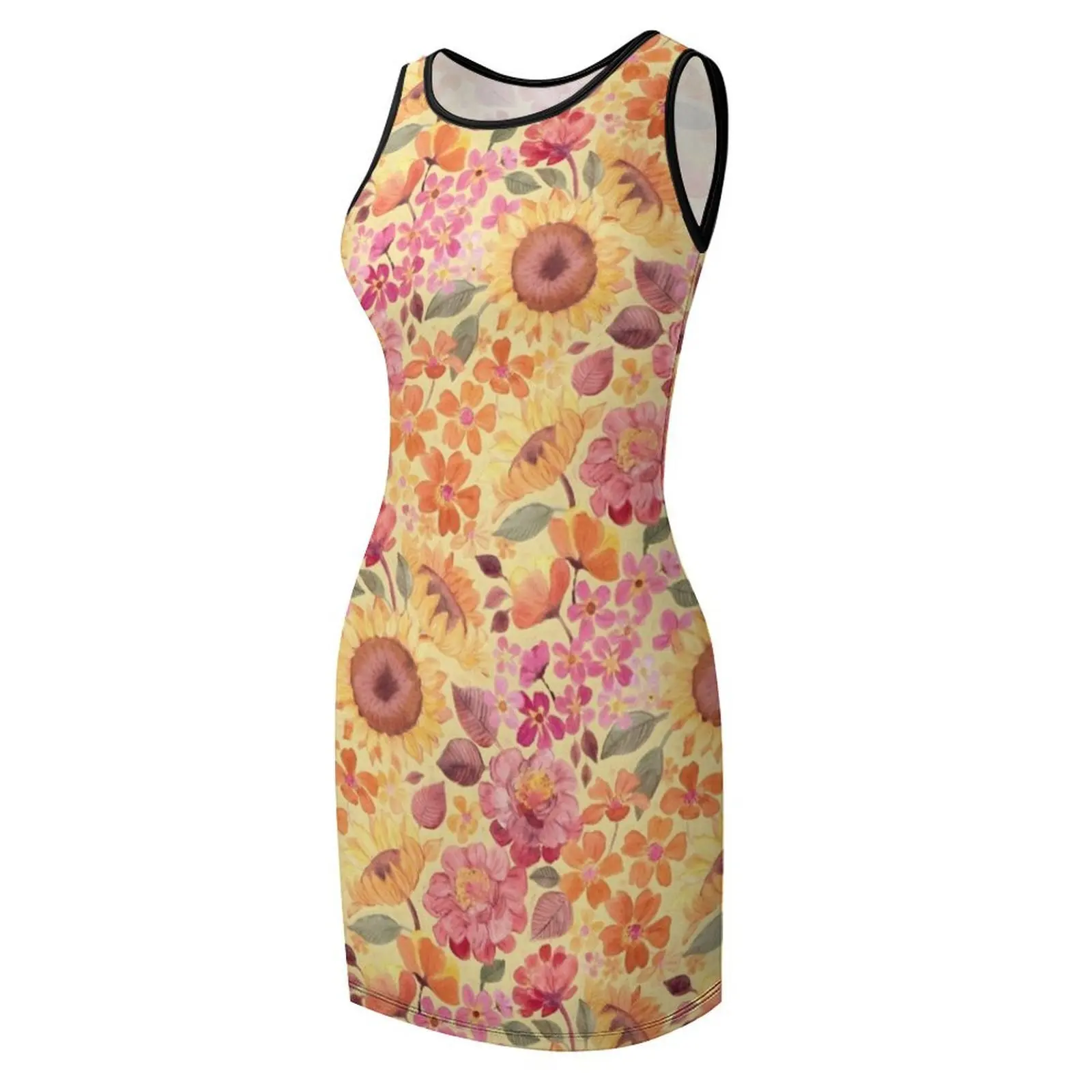 Happy Boho Sixties Floral Sleeveless Sundress cute dress womens clothing luxury woman evening dress dresses summer woman 2025