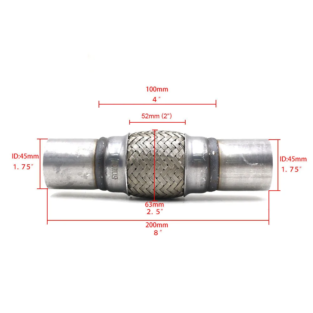 Car Stainless Steel Wire Exhaust Clamp On Flexi Tube Joint Flexible Pipe Clamp Car Accessories 45x100x200mm